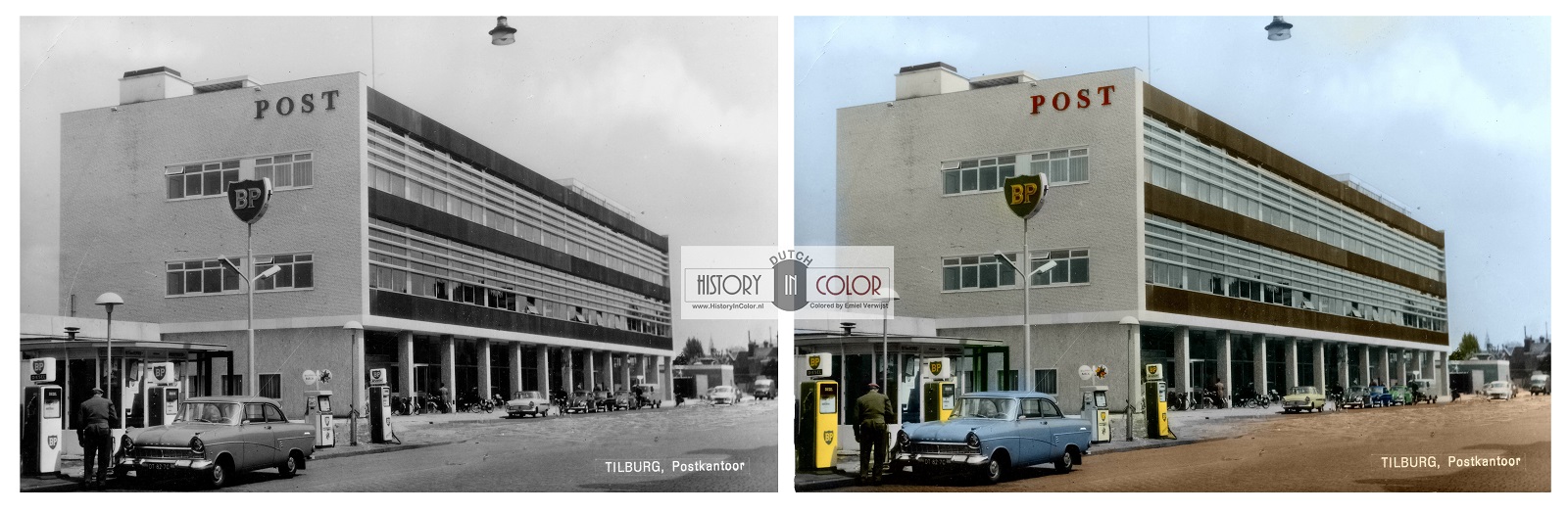 Oude ingekleurde foto Tilburg, Colorized by Emiel Verwijst, History In Color.nl   